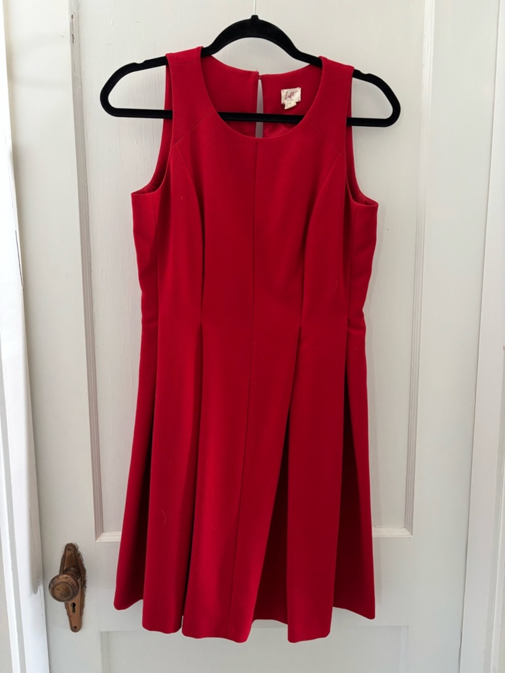 LOFT Red Sleeveless Midi Fit-and-Flare Dress